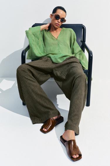 MULE PIEL CUÑA - Marrón de Zara