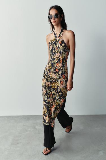 PRINTED HALTER DRESS - Multicoloured by Zara