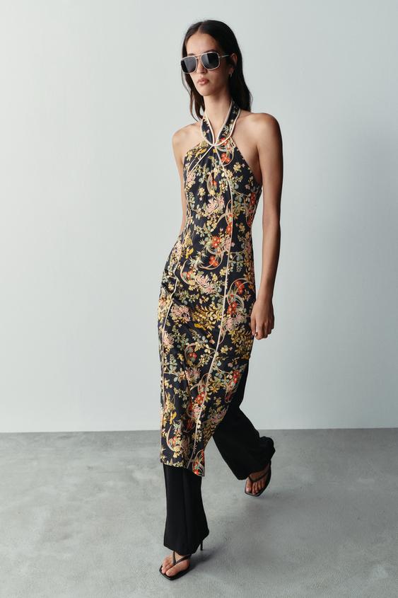 GAUN HALTER BERMOTIF - Ragam warna dari Zara - Gambar 0