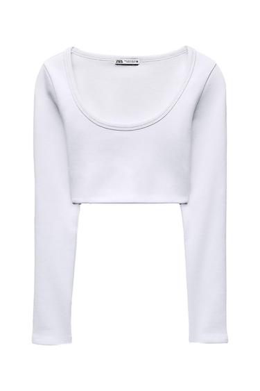 LONG SLEEVE RIBBED CROP TOP