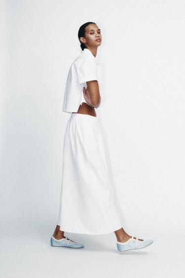 PLEATED MIDI SKIRT - White by Zara - Image 2