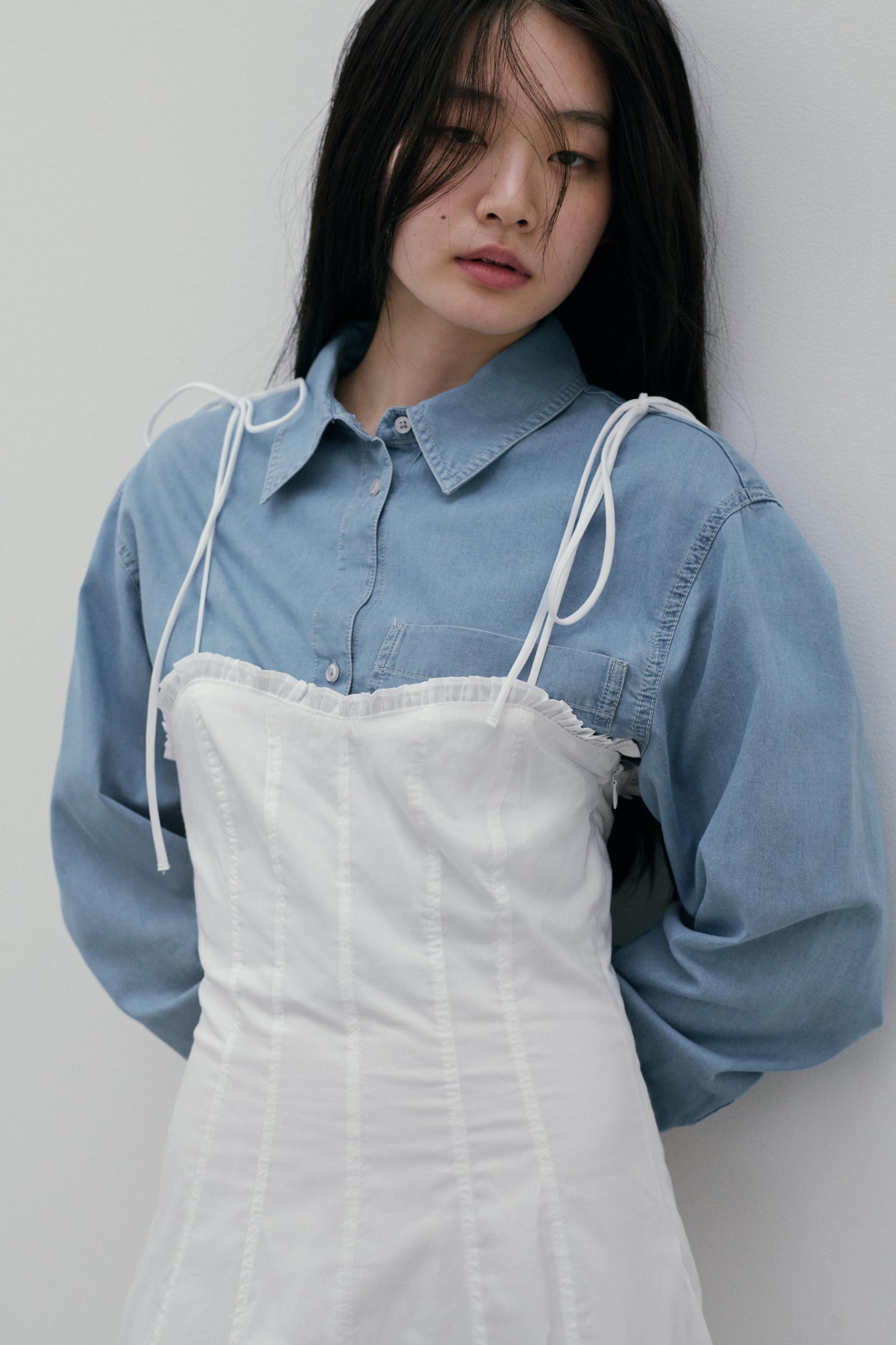 ポプリンフリルミディワンピース - ホワイト | ZARA Japan / 日本