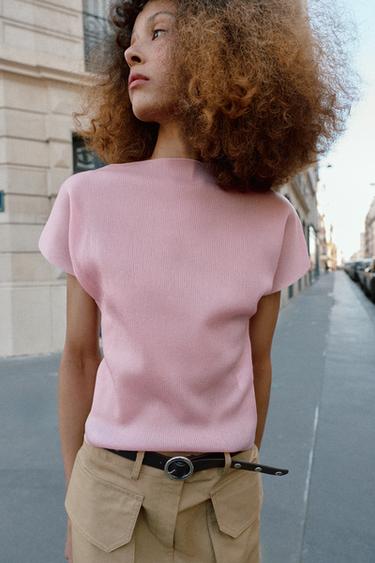 RIBBED KNIT TOP - Neon pink by Zara - Image 6