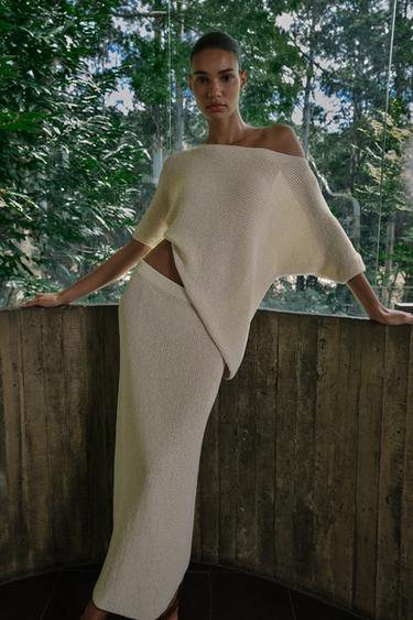 TOP ASYMÉTRIQUE EN MAILLE - Sable de Zara - Image 2