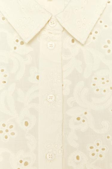 ZW COLLECTION SHIRT WITH CUTWORK EMBROIDERY - Ecru by Zara - Image 6