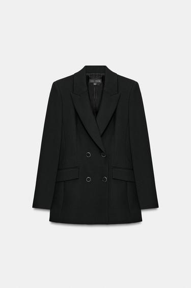 BLAZER CRUZADA HOMBRERAS - Negro de Zara - Imagen 0