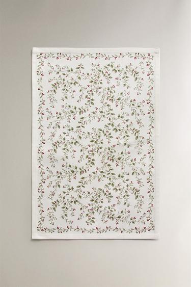 PACK OF COTTON CHRISTMAS LEAF TEA TOWELS (PACK OF 2) - Green by Zara - Image 1