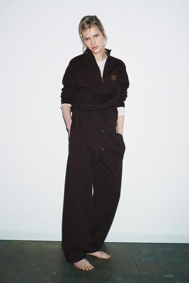 PLUSH TROUSERS WITH PATCH - Brown by Zara