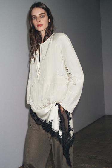 ZW COLLECTION PADDED POCKET JACKET - Beige / Green by Zara