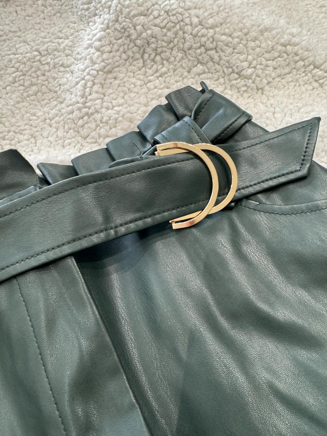 PLEATED FAUX LEATHER SKIRT - Image 3