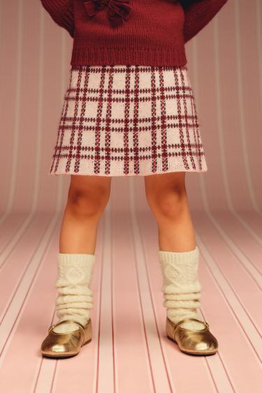 CHECK KNIT SKIRT - Red by Zara