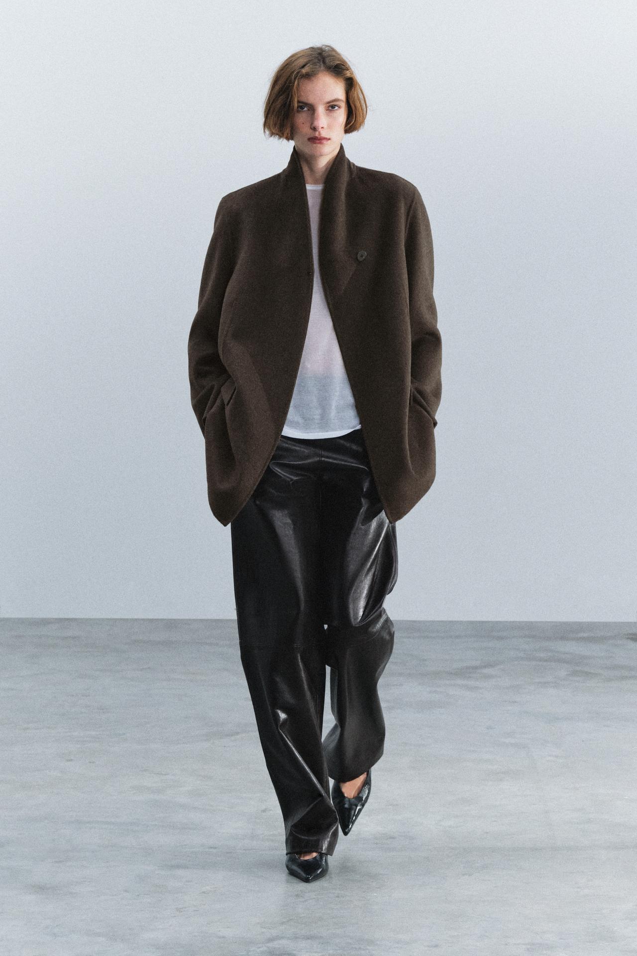 ZW COLLECTION WOOL COAT — Brown