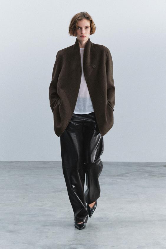 MANTEAU AVEC LAINE ZW COLLECTION - Marron de Zara - Image 5