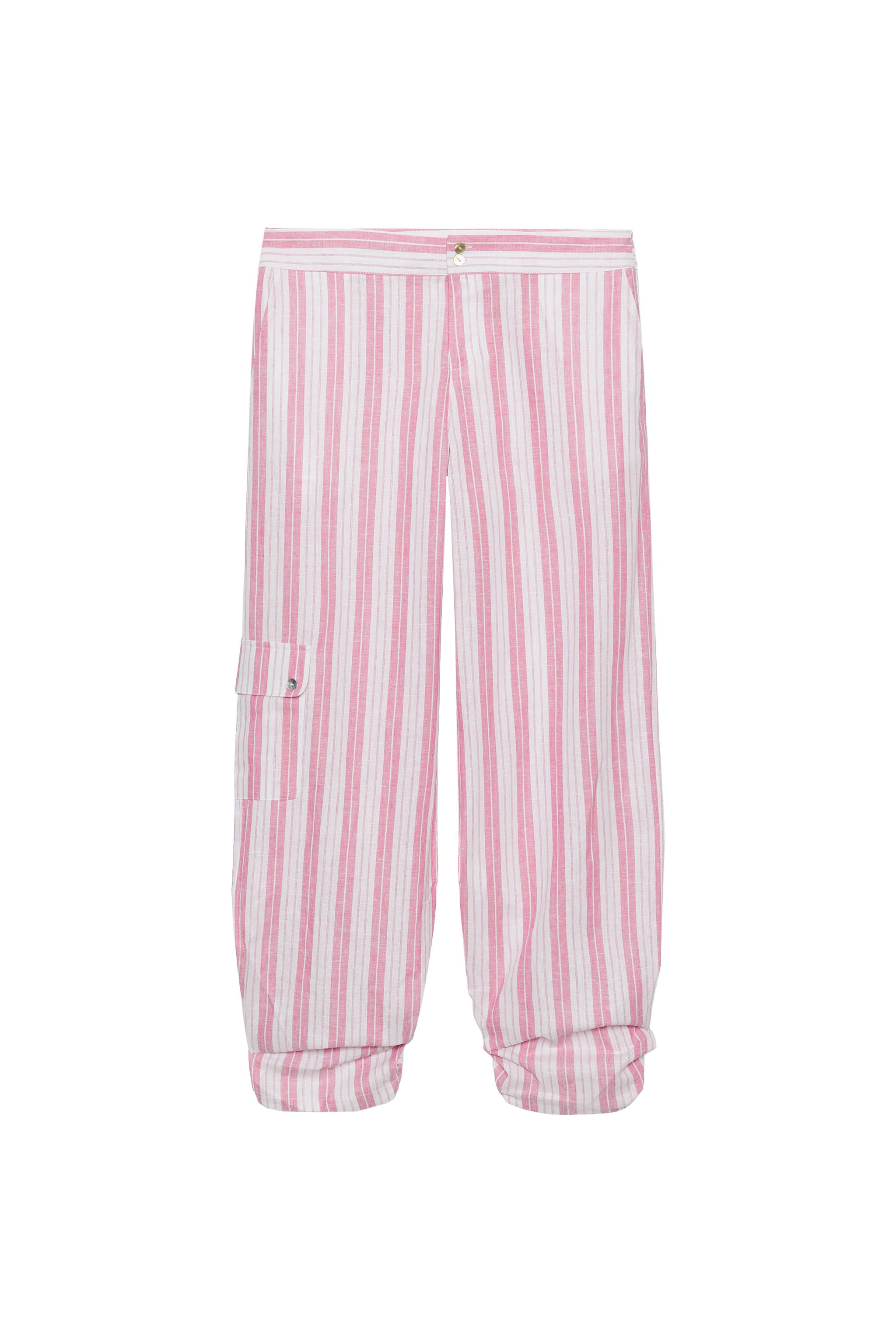 PANTALON À RAYURES ET PLIS