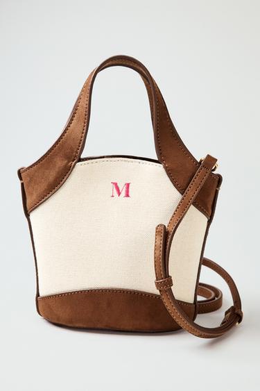 Zara CANVAS CROSSBODY BAG - Brown