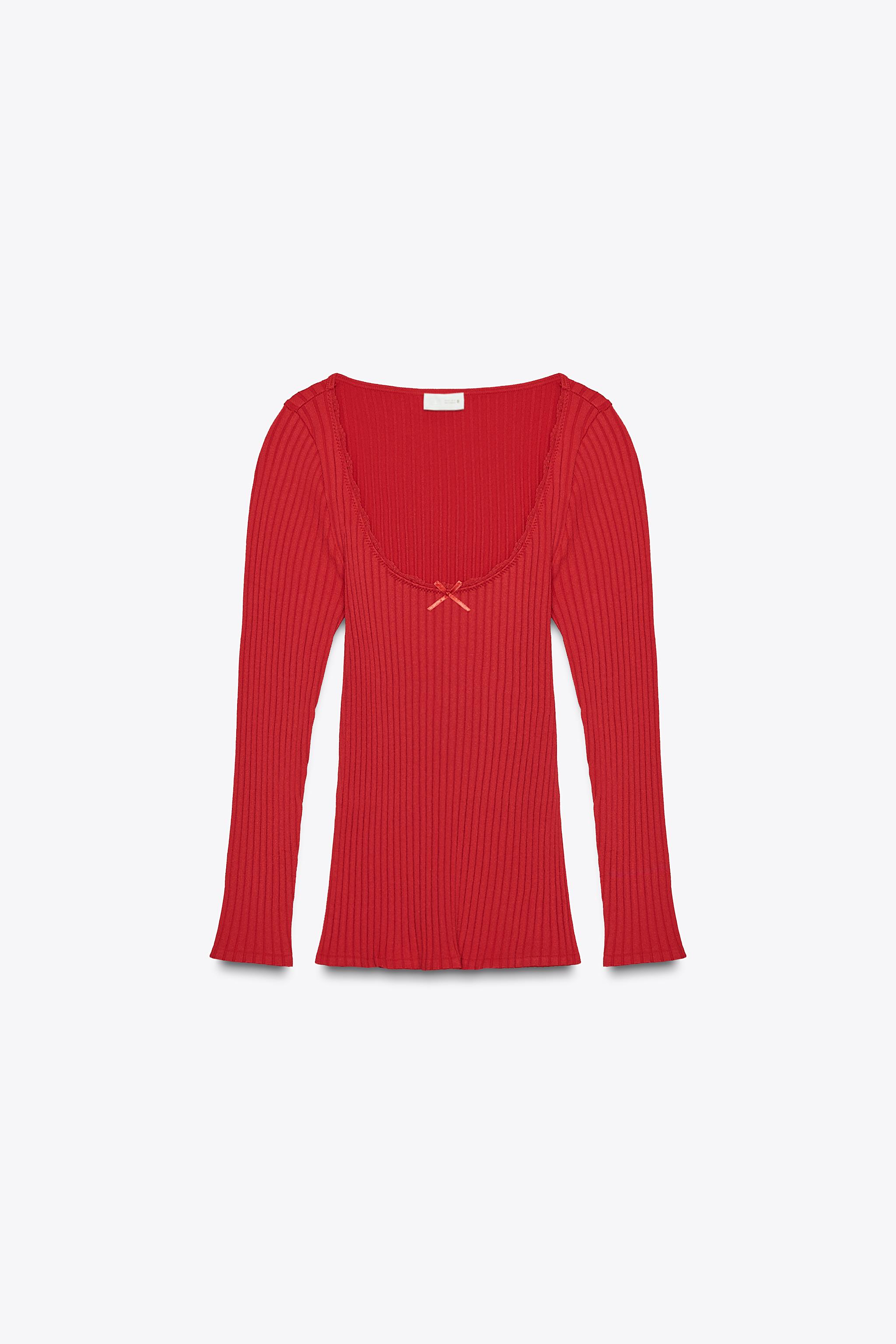 SEAMLESS RIB BOW TOP - Black | ZARA United States