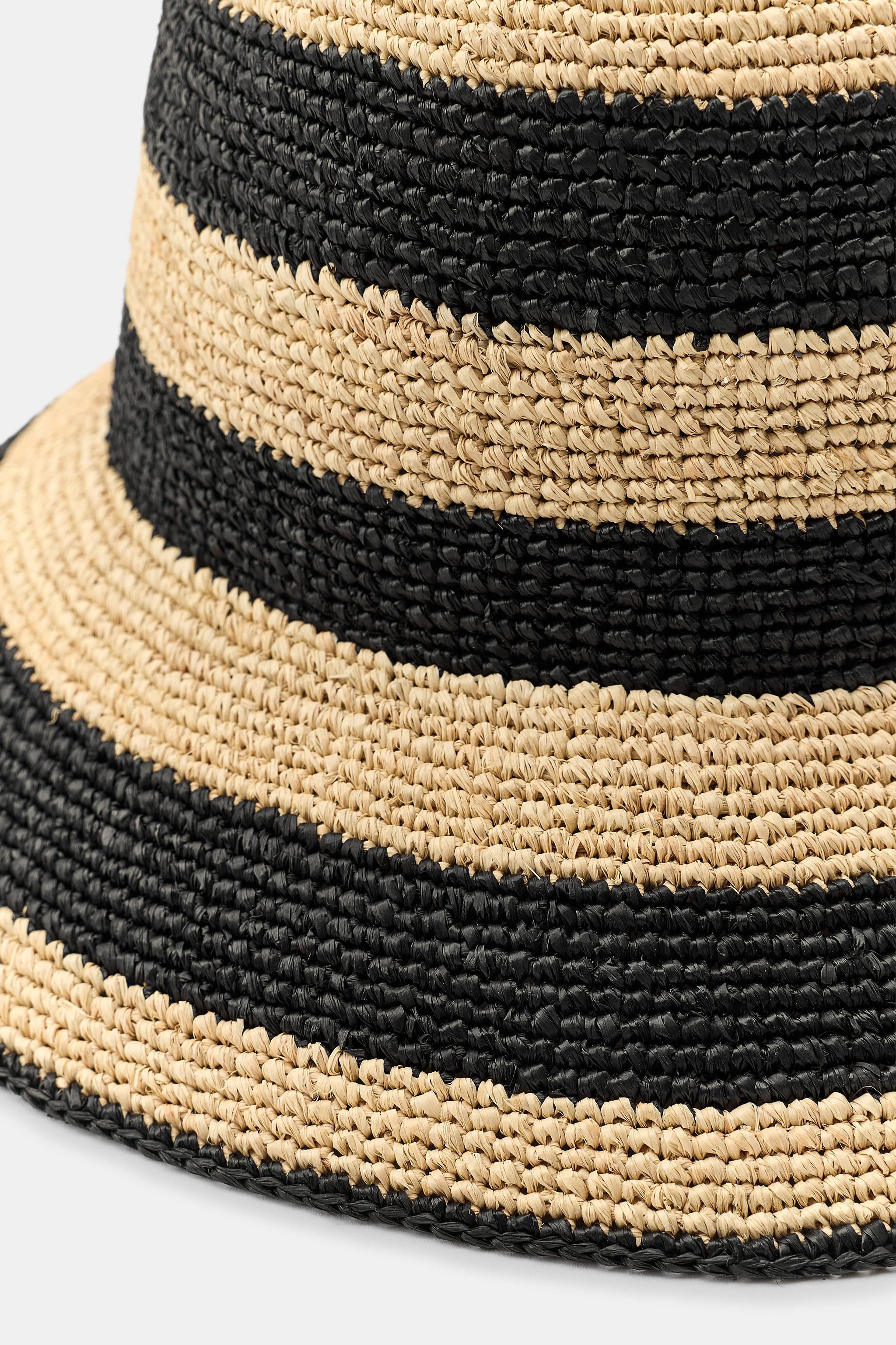 Женские головные уборы Zara 100% RAFFIA STRIPED HAT — фото 4