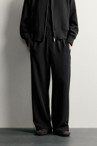 WIDE-LEG FLOWY PANTS — Black 2