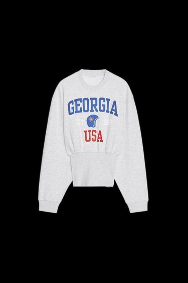 TEXT-SWEATSHIRT MIT REISSVERSCHLUSS - Grau meliert von Zara
