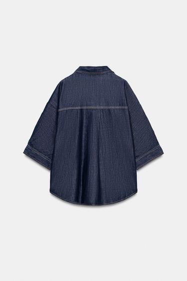 Z1975 DENIM SHIRT WITH GOLD APPLIQUÉ - Blue by Zara - Image 8