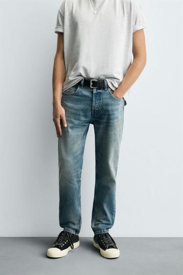 JEANS SLIM FIT CROPPED - Azul-médio da Zara