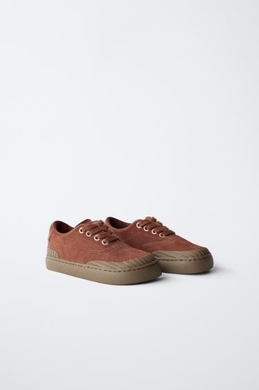 Zara ZARA TIMELESS - LEATHER SNEAKERS - Brick