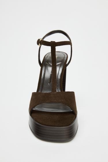 SANDALES À TALONS AVEC BRIDES - Marron de Zara - Image 4