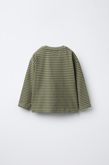 STRIPED LOGO T-SHIRT - Green by Zara - Image 1
