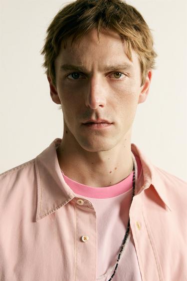 Zara RELAXED FIT POCKET SHIRT - Light pink