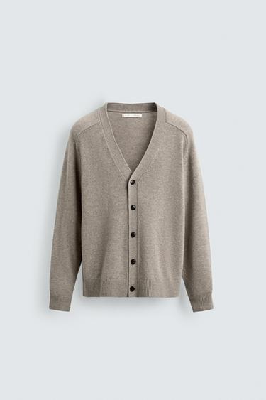WOOL AND CASHMERE CARDIGAN - Light grey by Zara