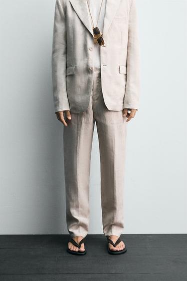 PANTALÓN TRAJE 100% LINO - Beige claro de Zara