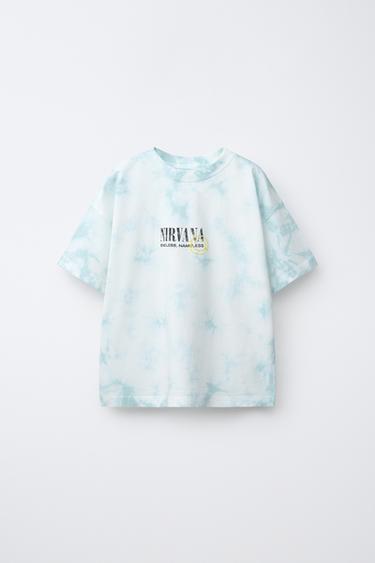 BLUZË TIE DYE ME STAMPIM NIRVANA ® - E kaltër nga Zara