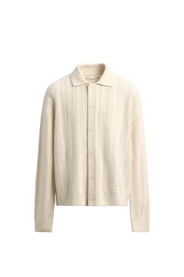 CÁRDIGAN ESTRUCTURA TRENZAS - Crudo de Zara