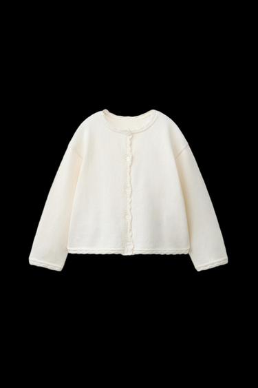 STRICKJACKE MIT LOCHMUSTER - Cremefarben von Zara