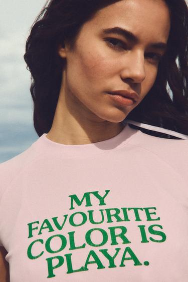 T-SHIRT WITH SLOGAN - Pink by Zara