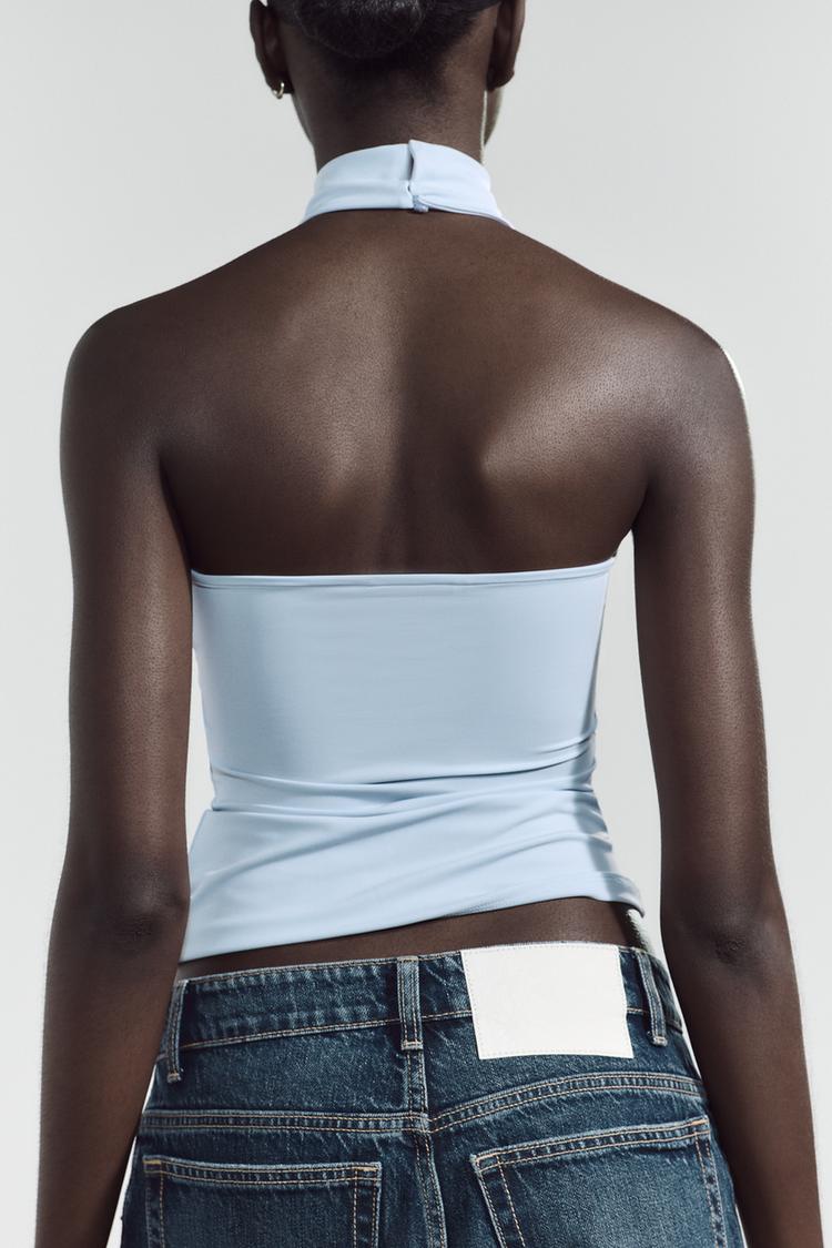 POLYAMIDE HALTER TOP