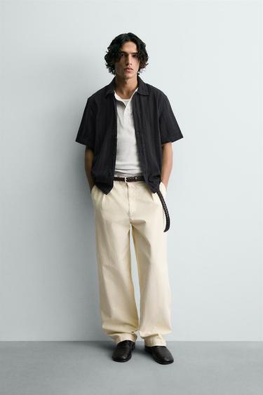 GEWASCHENES HEMD MIT STRUKTURMUSTER - Schwarz von Zara