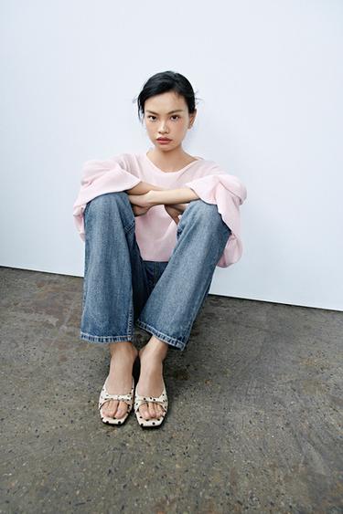 Zara 圓點蝴蝶結穆勒鞋 - 多色