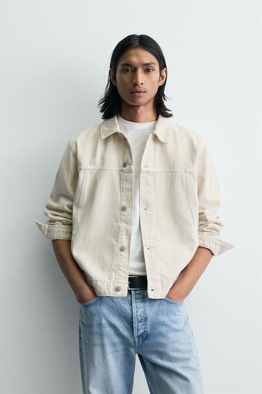 BASIC DENIM JACKET - Oyster-white by Zara