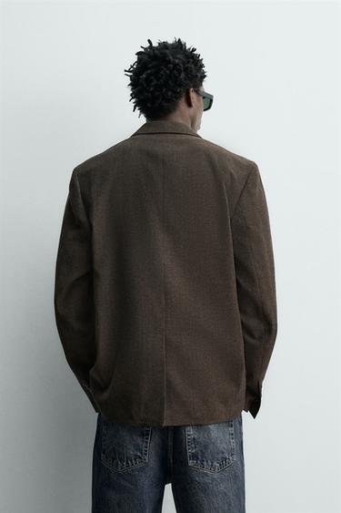 BLAZER CROISÉ EN LAINE - Marron foncé de Zara - Image 2
