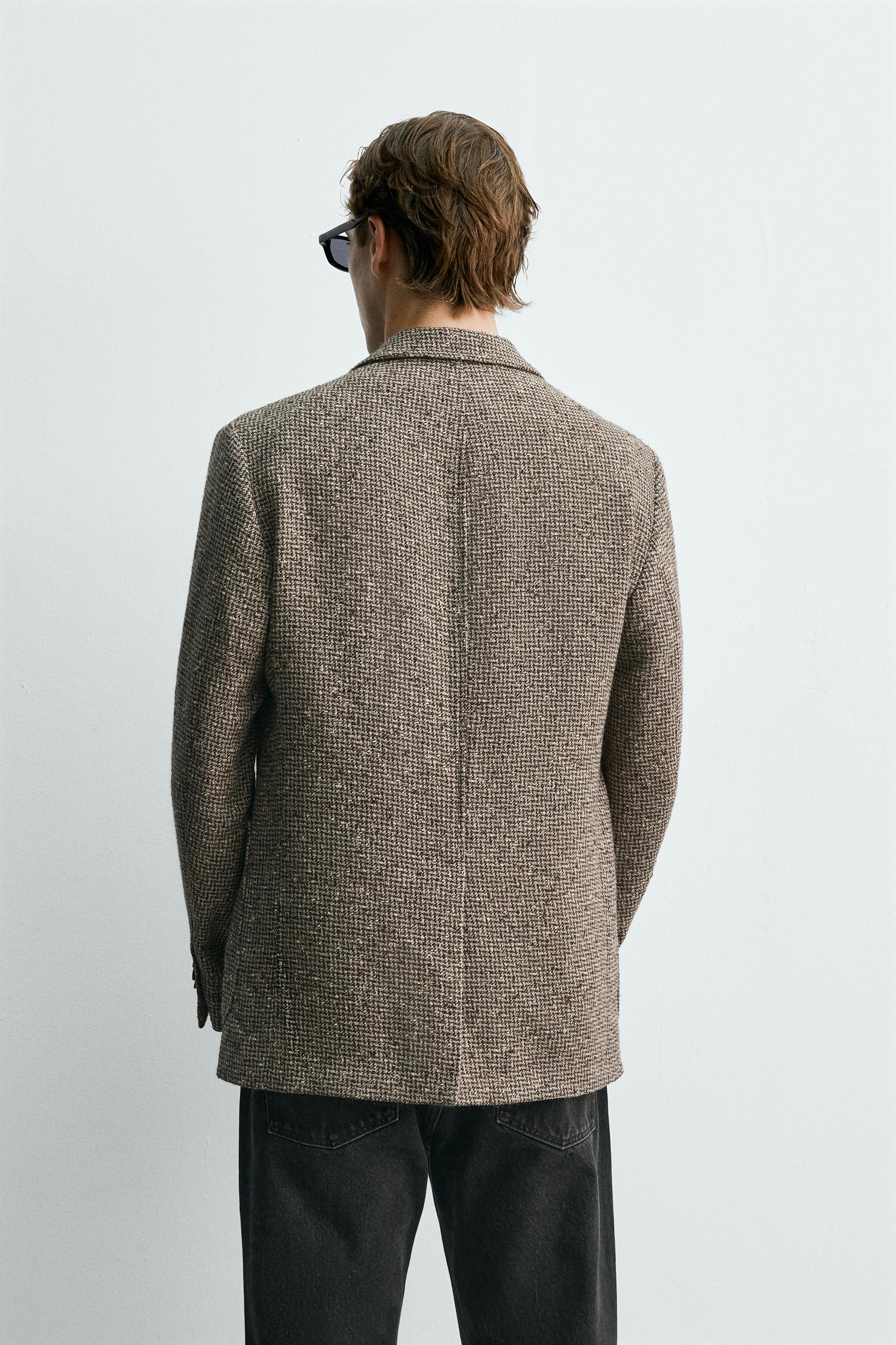 WOOL-COTTON TEXTURED BLAZER AARON LEVINE X ZARA - Brown | ZARA