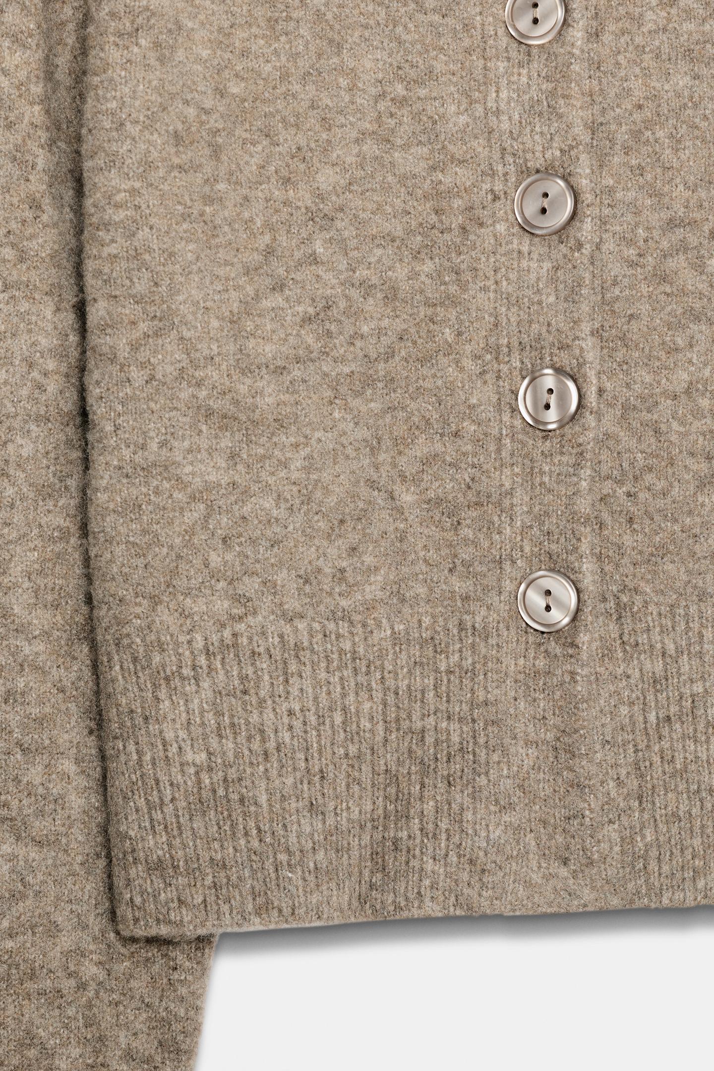 Женский кардиган Zara Soft, цвет: Металлический серо-коричневый коричневый — фото 6