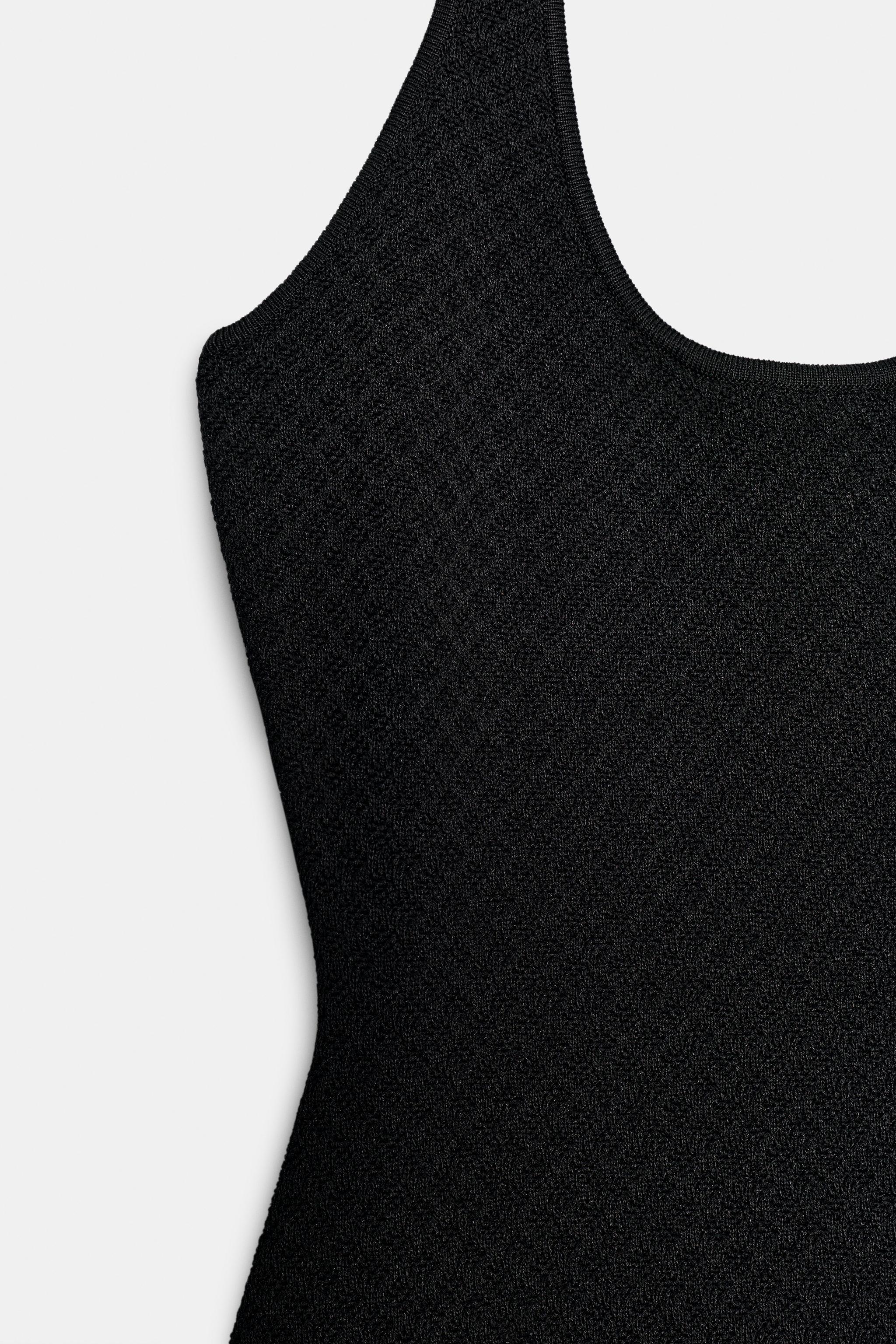 Zara COMBINATION KNIT HALTER DRESS — фото 11