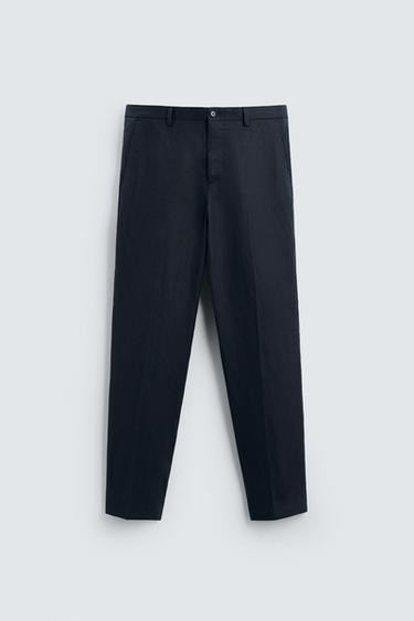 100% LINEN SUIT TROUSERS - Navy blue by Zara