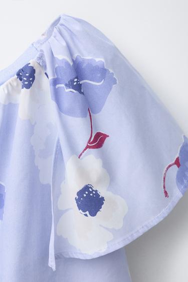 TOP ASYMÉTRIQUE À FLEURS - Bleu clair de Zara - Image 3