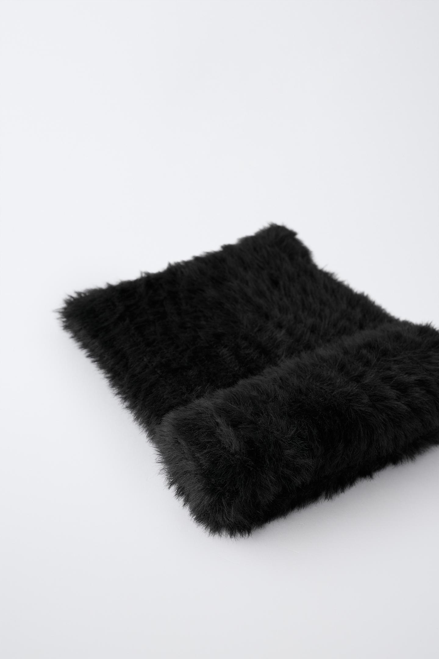 Детская шапка Zara Faux Fur Ears, цвет: Чёрный — фото 1