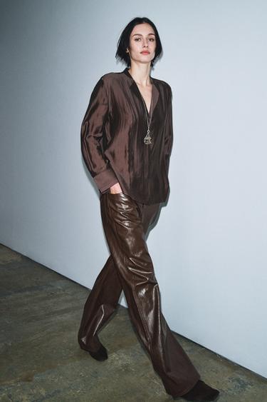 PANTALON DROIT ZW COLLECTION - Marron de Zara - Image 3