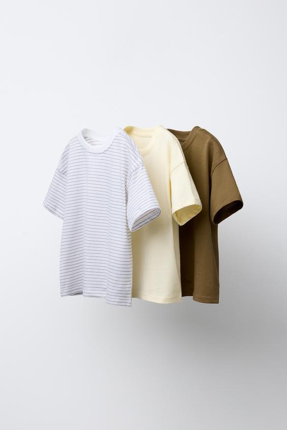 THREE-PACK OF STRIPED AND SOLID T-SHIRTS