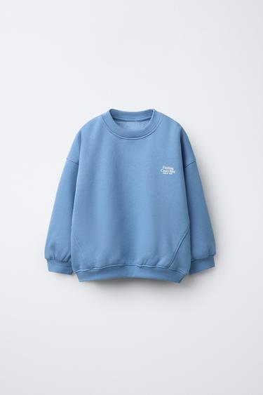 Zara BASIC TEXT SWEATSHIRT - Light blue