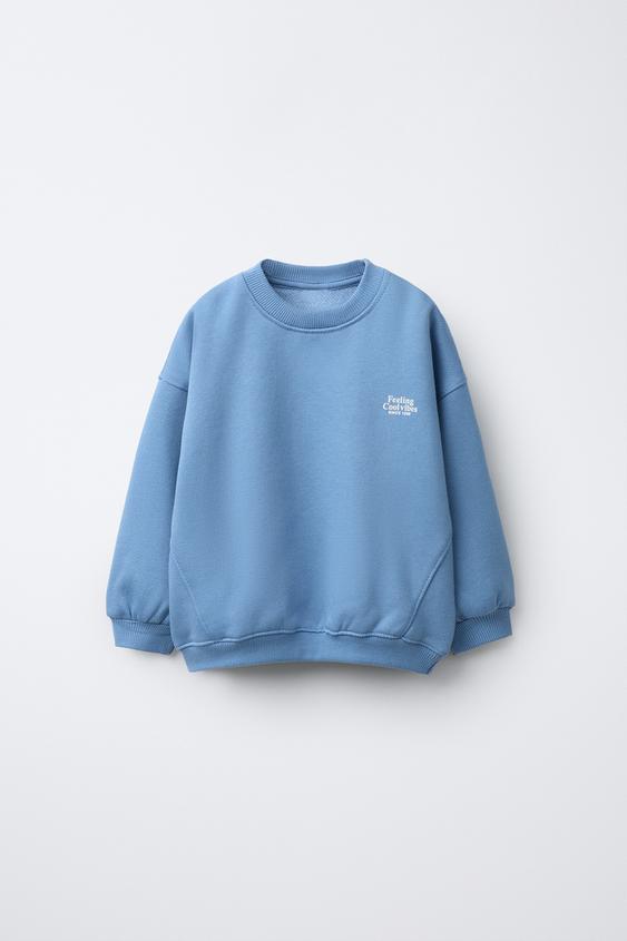 MOLETOM BÁSICO COM MENSAGEM - Azul-claro da Zara - Imagem 0